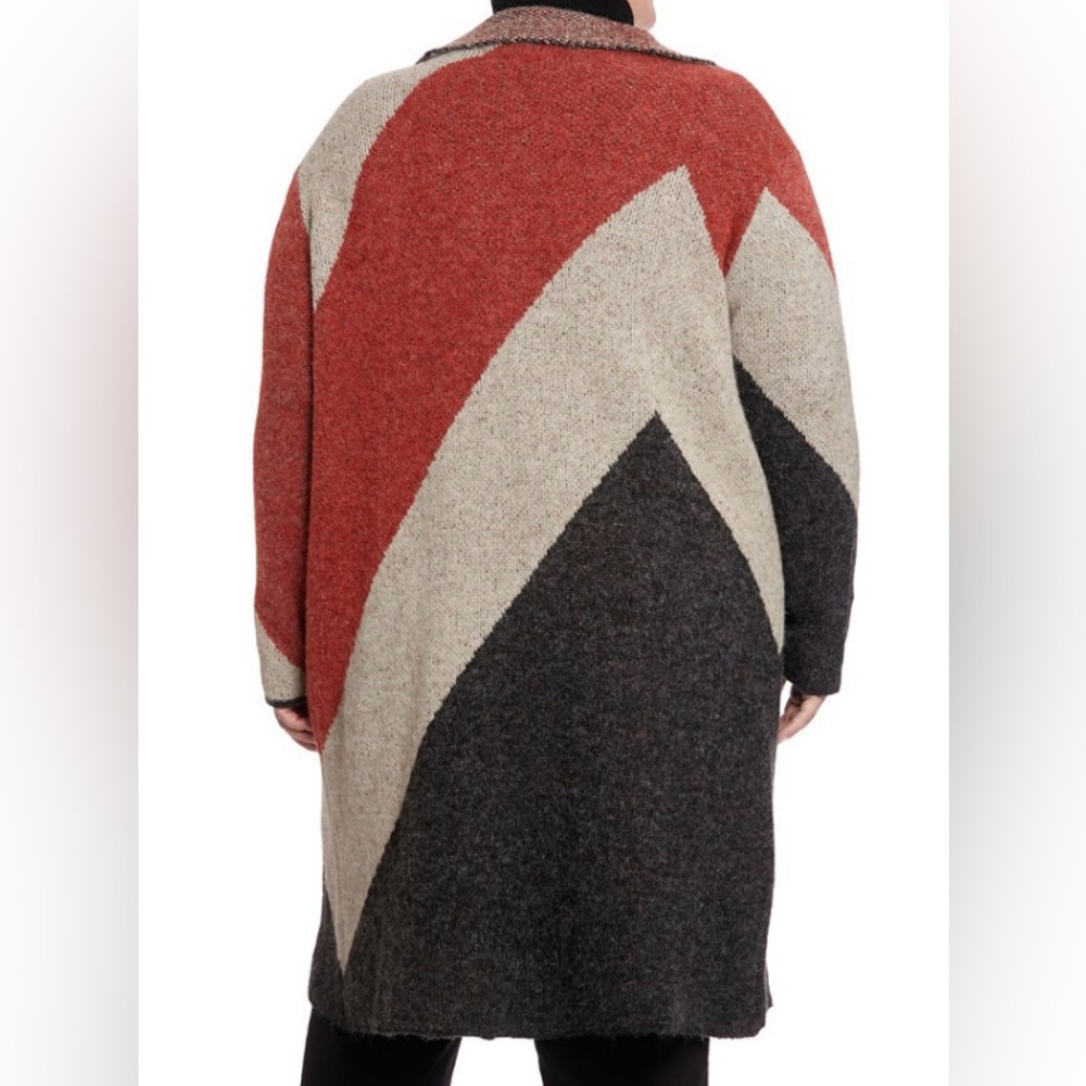 Color Block Coatigan Sweater Cardigan - Picture 9 of 10